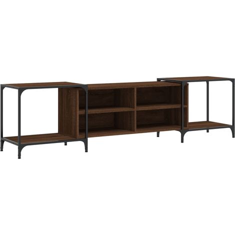 Mueble TV multimedia estantería para televisión buffet para televisión comedor salón dormitorio roble 203 x 37 x 50 cm madera contrachapada marrón 020027208 (1/5)