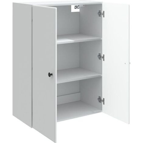 Meuble de Rangement Mural Suspendu en Bois d'Ingénierie, 66 x 34,5 x 90 cm, Armoire Blanche avec Portes pour Salon, Cuisine ou Salle de Bain (1/5)