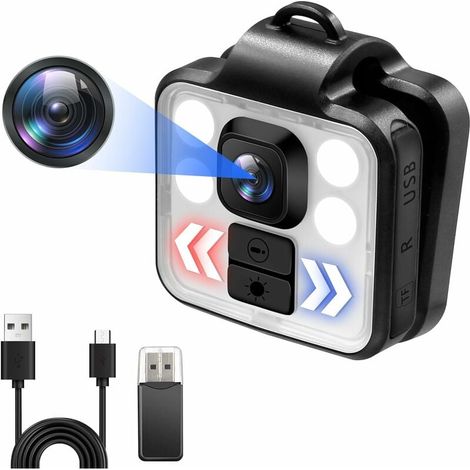 Caméra Espion - 1080p HD 30 FPS - 4 LED Réglables - Étanche IP65 - Batterie Intégrée 1000 mAh - Pour Surveillance Extérieure, Cyclisme, Patrouille - 1 Pièce