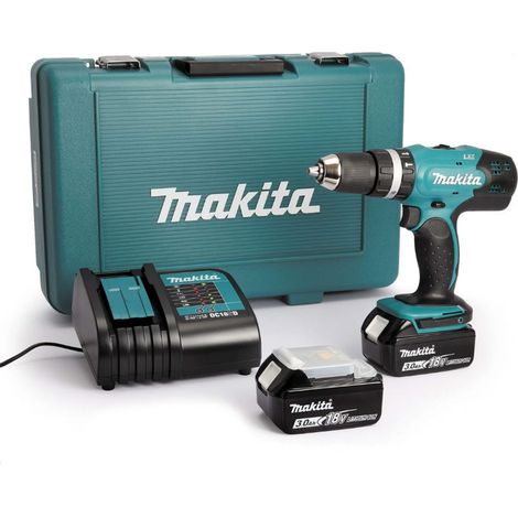 Makita DHP453F001 18V Li-Ion LXT Cordless Kit - 2 x 3.0Ah, Compact Charger & Moulded Case