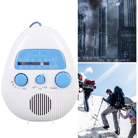Radio de Salle de Bain AM/FM Résistant aux Éclaboussures avec Bouton Rotatif, Radio Portative à Piles avec Haut-parleur Intégré et Suspension pour Usage Facile sous la Douche (1/5)