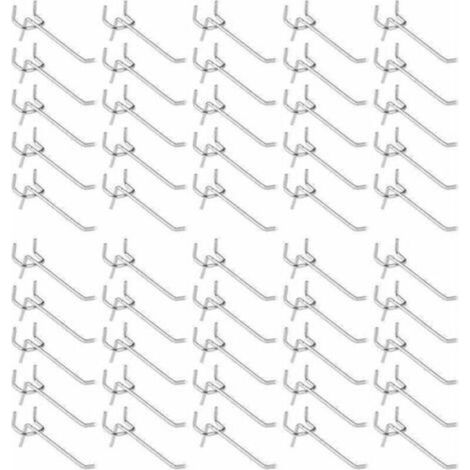 50 Pièces Crochets pour Panneau Perforé,Crochets pour étagères Murales pour Affichage Panneau Perforé Garage Magasin Outils Rangement Cintre Crochets pour étagères Murales (1/4)