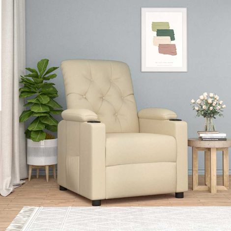 vidaXL Recliner Chair Cream Fabric (1/5)