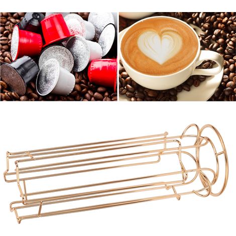 Porte-capsules de café en fil de fer, étagère de rangement pour 18 capsules, couleur or (1/5)