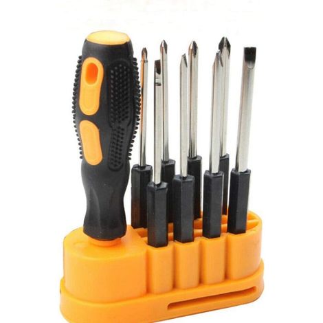 Mini tournevis multifonction interchangeable 8 en 1 Kit d'outils de réparation / kit tournevis plat/cruciforme pour réparation de téléphones portables, ordinateurs, ou décoration de la maison