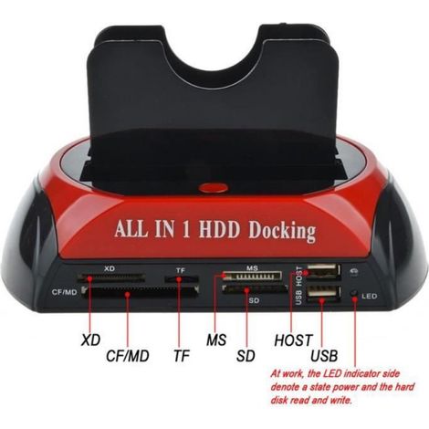 Boîtier Disque Dur - USB 2.0 - Compatible SATA IDE 2.5 Pouces et 3.5 Pouces - Station D'accueil Multifonctionnelle - 1 Pièce (1/4)
