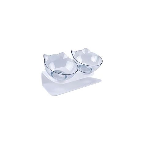 Chat SuréLevée,Gamelle Chat Inclinée pour Chat Inclinable à 15° Bol pour Chat Anti Vomissement à 2 Bols (1/5)