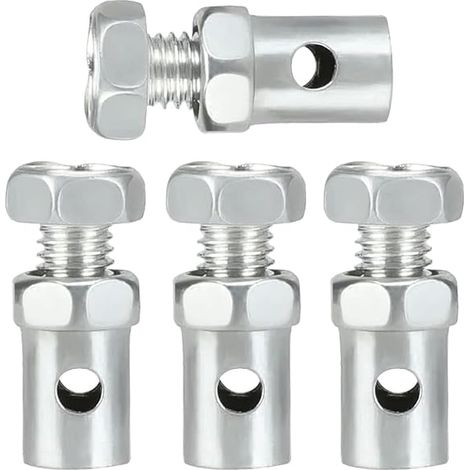 4 Pièces Cuivre Serre-Câble,Ø Trou 2mm Serre Câble Universel à Visser Butée Fixation Câble Vélo Cyclo Moto Scooter Tondeuse Tracteur (1/4)