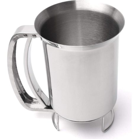 1 Distributeur de pâte, Acier inoxydable 430, Silicone alimentaire, 900 ml, Pour crêpes, Gaufres, Pâtisserie (1/4)