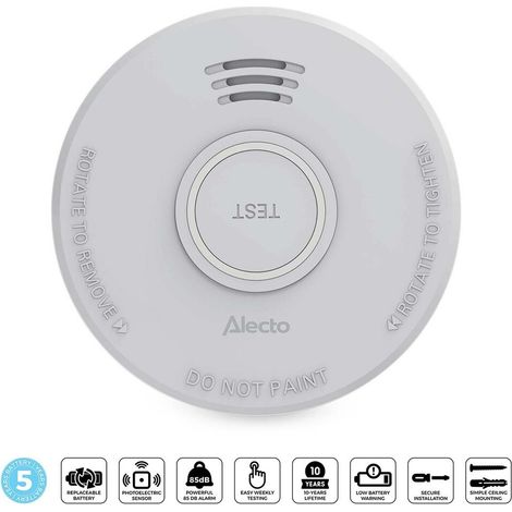 Alecto Rauchmelder mit 5-Jahres-Batterie Weiß