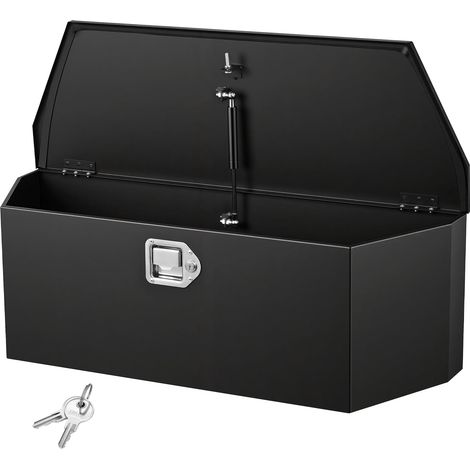 Boîte à Outils pour Remorque 91,4x31,4x30,5 cm, Coffre de Timon ou Flèche de Remorque en Acier, pour Rangement Pick-up Caravane Véhicule Tout-terrain, Caisse à Outils avec Serrure et Clés, Noir (1/5)