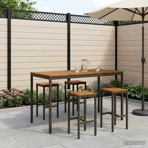 vidaXL Table de Bar de Jardin NAARDEN Naturel et café (1/5)