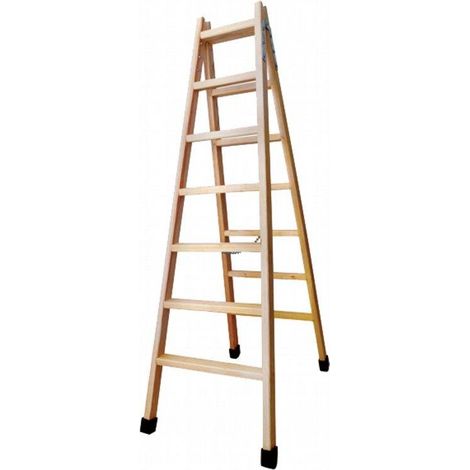 FPLUS escalera madera tijera 10 peld , Escalera de madera en tijera.
Medida abierta. 2.50 mtrs. con persona 3.50 mtrs.