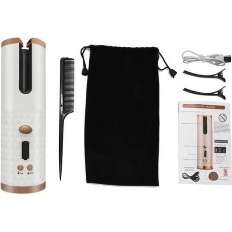Fer à friser automatique multi-fonction sans fil USB - Blanc (1/4)
