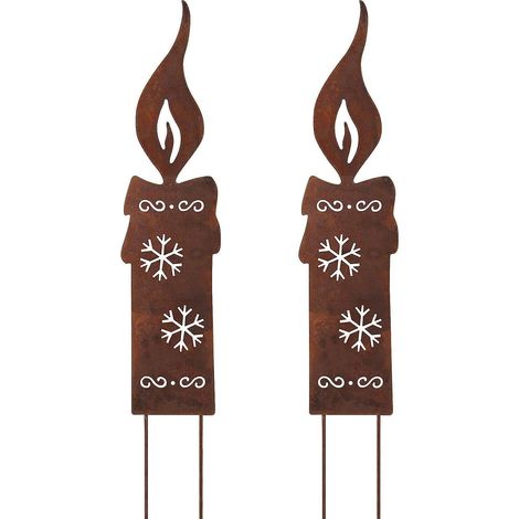 silhouette De Bougie Rouille, Pieu Rouill D'ornement De Jardin De Nol En Mtal, Bougie Artisanale De Pot De Fleur - Ornement De Jardin En Mtal - 25 (1/5)