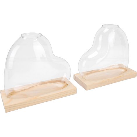 2er-Set herzförmige Anzuchtvasen aus Glas, ideal für den Schreibtisch, zur Anzucht kleiner Hydrokulturpflanzen, hellbraun, für Zuhause und Büro (1/5)