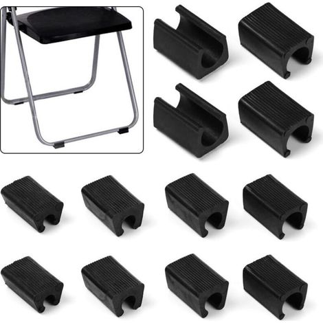 Lot de 24 Pieds de Chaise en Plastique en Forme de U, diamètre 12 mm, Noir, pour chaises tubulaires (1/5)