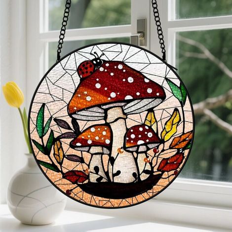 Capteur de Soleil en Vitrail Décoration Spirituelle pour Maison 9cm (1/4)