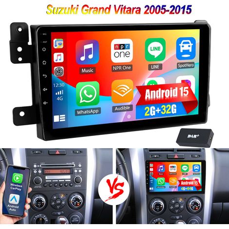 Autoradio GPS 9" avec Android 15 et CarPlay pour Suzuki Grand Vitara 2005-2015 - 2+32G DAB+