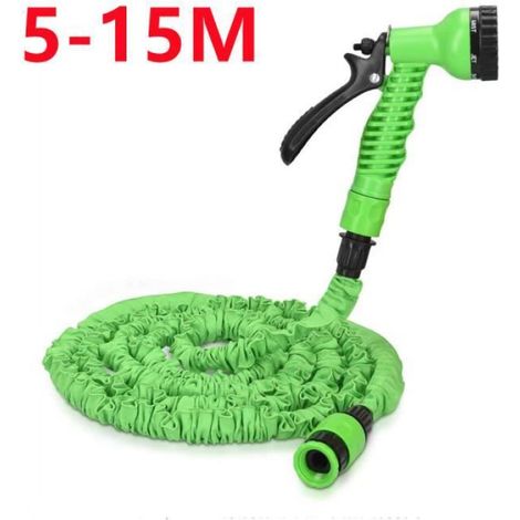 Tuyau d'arrosage extensible - 5m - Vert - Anti-fuite - Léger et facile à ranger (1/3)