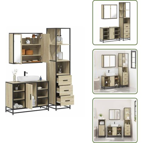 vidaXL Ensemble de meubles de salle de bain 3 pcs chêne sonoma