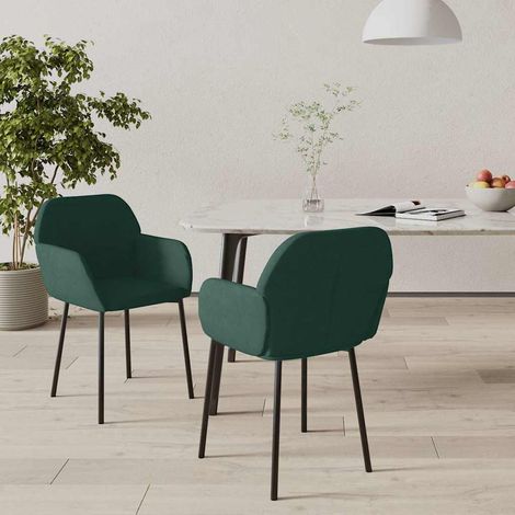 vidaXL Sillas de comedor 2 unidades terciopelo verde oscuro (1/5)