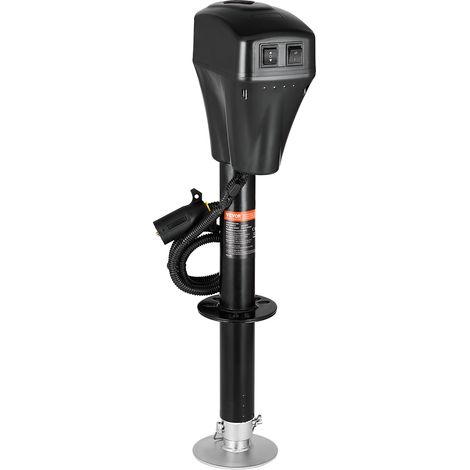 VEVOR Cric Elettrico per Rimorchio 2267 kg Cric Perno per Camper Resistente con Spina a 7 Pin, Manovella Manuale e Copertura Cric Resistente alle Intemperie, Sollevamento 255 - 860 mm per Camper, Nero
