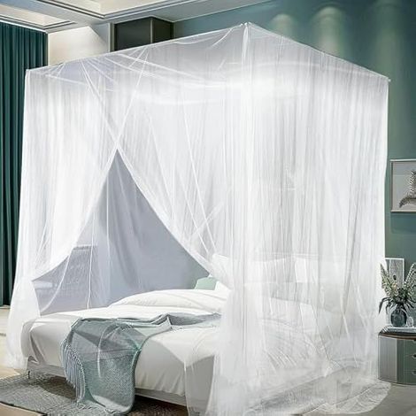 Moustiquaire 200 x 220 x 210 cm, großes tragbares Moustiquaire für beleuchtete Doppelbetten, ideal für Zuhause, Reisen, Camping – Weiß (1/5)