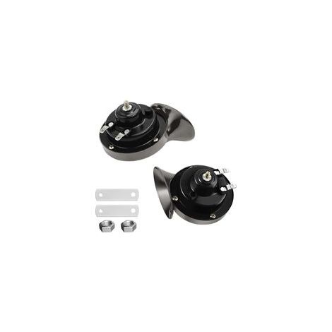 Lntyq 300DB Snail Air Horn, Paquet de 2 Kit de Cornes de Train Super Bruyant 12V, Universelle Imperméable d'escargot Air Corne, Corne électrique pour Motocyclette Camions Voitures Vélos(Noir) (1/5)