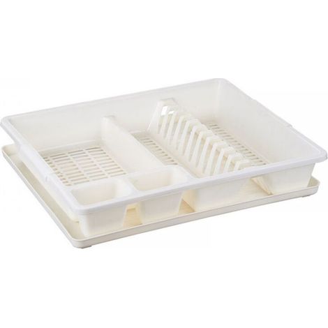 Égouttoir en plastique blanc, étagère de rangement pour la cuisine, égouttoir de cuisine avec plateau, égouttoir grande capacité, plateau d'égouttage en PP, égouttoir.