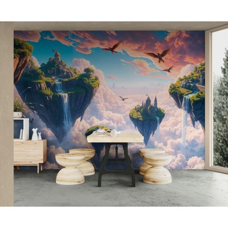 Papier peint fantastique – Îles flottantes - 300 x 250 cm (1/2)