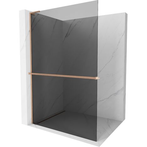 Mexen Kioto+ L paroi de douche avec étagère Walk-in 110 x 200 cm, graphite, cuivre brossé - 800-110-123-65-40 (1/5)