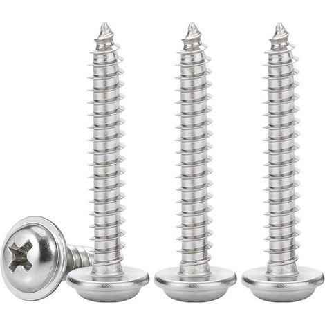 Drenky Vis A Bois En Inox M4X30Mm Vis Autotaraudeuses À Tête Ronde Avec Rondelles Cruciformes À Bois,Entièrement Fileté,50 P[CA175] (1/5)