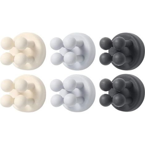 YMYNY 6 pièces Support de brosse à dents en silicone Crochet multifonction étanche auto-adhésif Unique support de brosse à dents mural suspendu salle de bain cuisine salon bureau