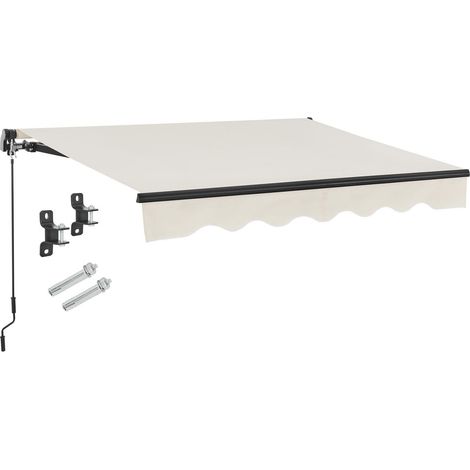 Tenda da sole a bracci pieghevoli con manovella Beige 400 x 300 cm Tenda per patio e balcone - staffa inclusa (1/3)