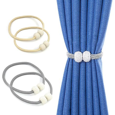 4-teiliges Set magnetischer Gardinenhalter, Grau und Beige, elegante magnetische Gardinenhalter für Schlafzimmer, Wohnzimmer und Büro (1/5)
