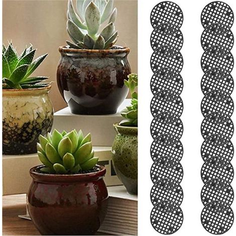 50 tapis à mailles pour pots de 4,5 cm, grilles étanches, grilles de fond de pot, grilles de pot en céramique plastique, entretoises rondes (1/5)