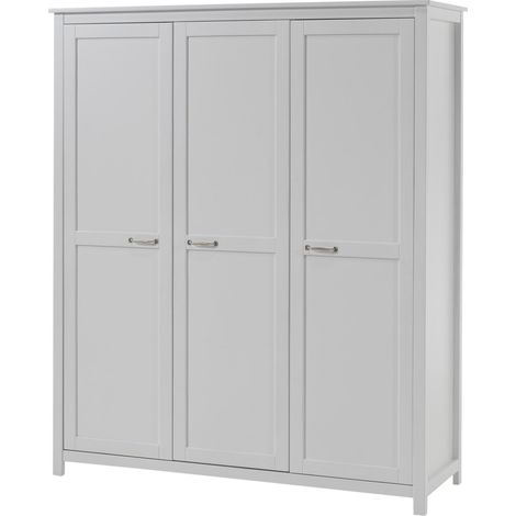 Armoire 3 portes pin massif blanc Carly (1/3)