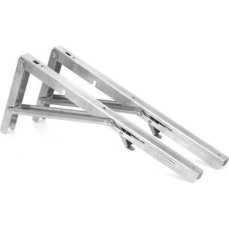 Support d'étagère triangulaire pliable en acier inoxydable - Lot de 2, 40 cm (16 pouces), en acier inoxydable durable