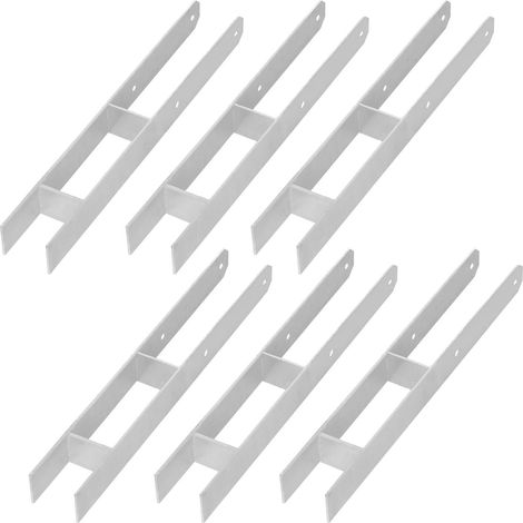 KOTARBAU® Kotarbau® Support de Poteau À Sceller - Support Poteau Bois en H 70x600 mm Pied de Poteau - Ancre Poteau Bois - Ancrage Poteau - Platine Poteau Bois - Acier Galvanisé - Argent (1/5)
