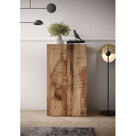 Armoire de bureau moderne H 114 cm noir mat/pero Loucia