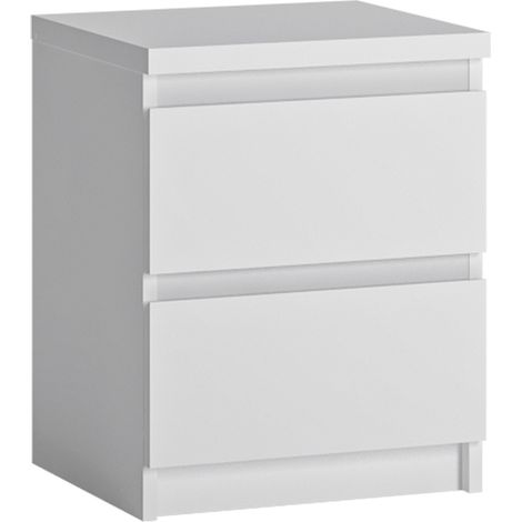 Nachttisch Nachtschrank mit 2 Schubkästen in weiß FORTALEZA-129, B/H/T ca. 40/51,8/40 cm (1/4)