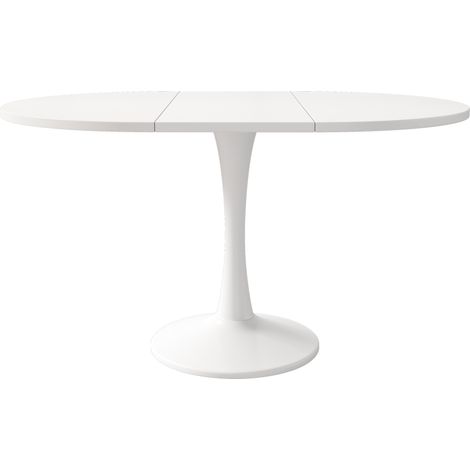 Table à manger ovale extensible en MDF blanc 100/140 x 100 x 75 cm (1/5)