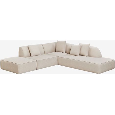 SKLUM Cardea 3-teiliges modulares Ecksofa mit rechter Chaiselongue und gepolstertem Pouf                                   