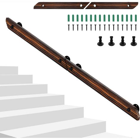 Randaco Corrimano decorativo 180 cm in pino massello, da assemblare in un’unica barra, stile moderno retrò, marrone (1/5)