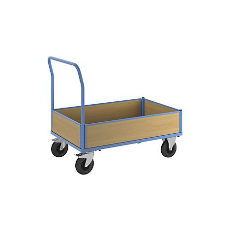 Carro de plataforma con paredes de madera  con 4 paredes de