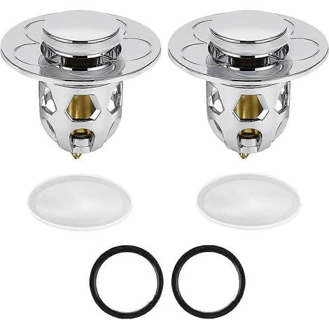 Bouchon d'évier universel en acier inoxydable à noyau rebondissant, type poussoir, avec crépine anti-colmatage 34-40 mm (1/5)