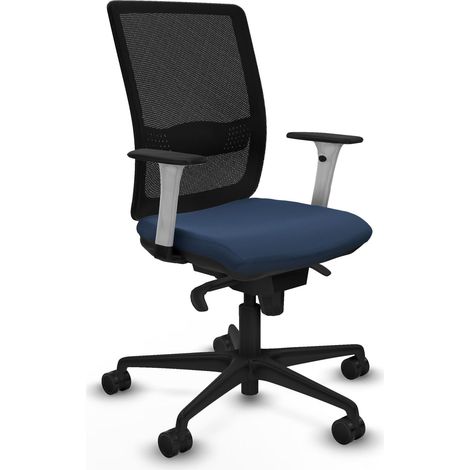 Chaise de bureau piqueras y crespo Haches bleu marine accoudoirs blancs (1/2)