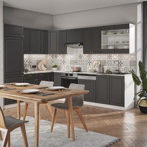 Cuisine en angle Fame-Line, Anthracite-or/blanc, 227 x 287 cm , PT Anthracite, Vicco