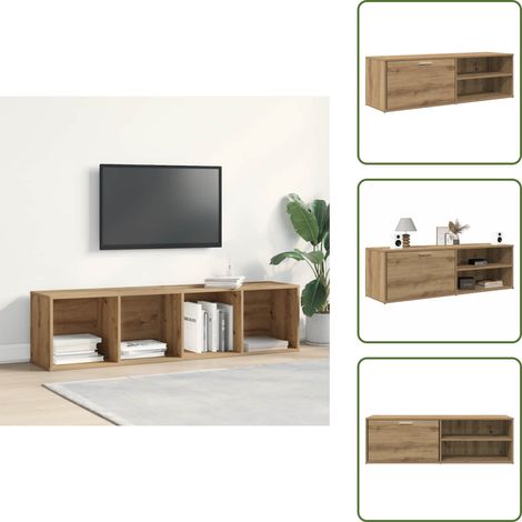 Meuble TV chêne artisanal 120x34x37 cm bois d'ingénierie - Meuble TV - Meubles TV - Support TV - Unité TV (1/5)